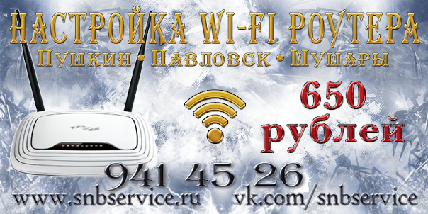 Настройка wi-fi роутера в Пушкине, Павловске, п.Шушары